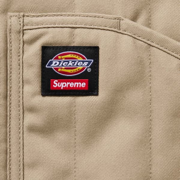 Supreme Dickies Reversible Quilted Faux Fur Work Jacket - Tan (front)