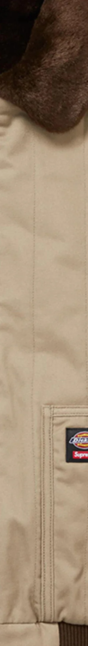 Supreme Dickies Reversible Quilted Faux Fur Work Jacket - Tan (front)