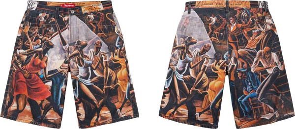 Supreme Ernie Barnes Baggy Denim Short - Dance (front)