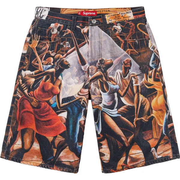 Supreme Ernie Barnes Baggy Denim Short - Dance (front)
