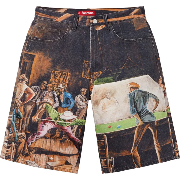 Supreme Ernie Barnes Baggy Denim Short - Pool Hall (front)