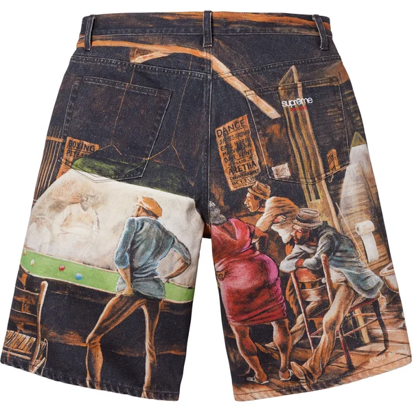 Supreme Ernie Barnes Baggy Denim Short - Pool Hall (front)