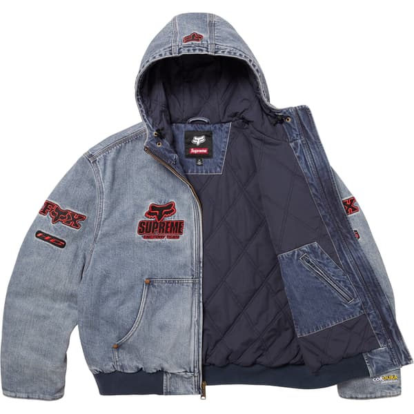 Supreme Fox Racing Hooded Work Jacket - Denim (front)