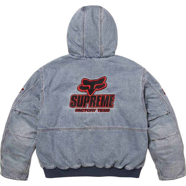 Supreme Fox Racing Hooded Work Jacket - Denim (front)