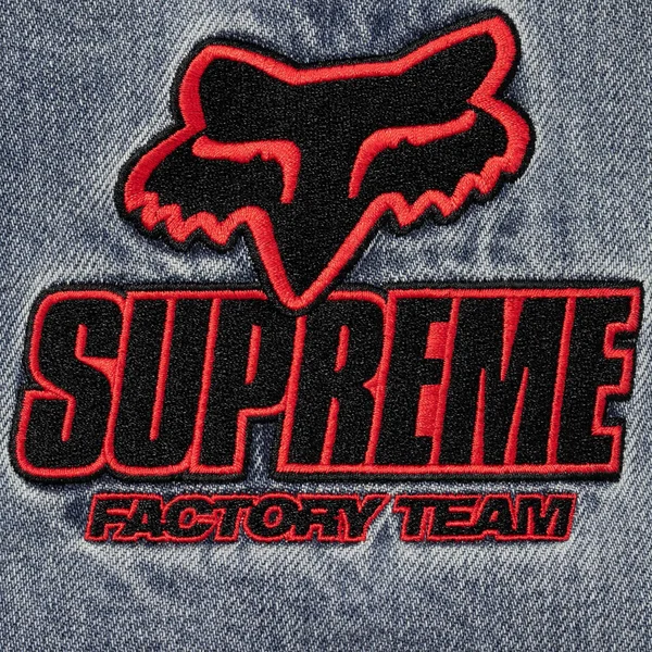Supreme Fox Racing Hooded Work Jacket - Denim (front)