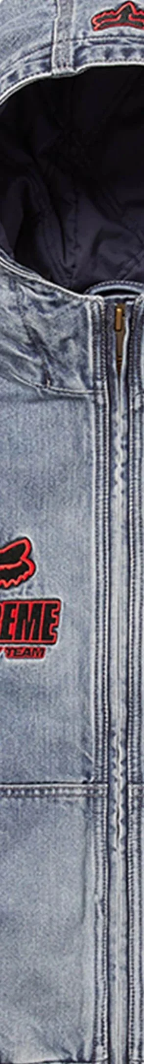 Supreme Fox Racing Hooded Work Jacket - Denim (front)