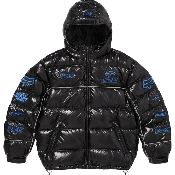 Supreme Fox Racing Shiny Down Puffer Jacket - Black (front)