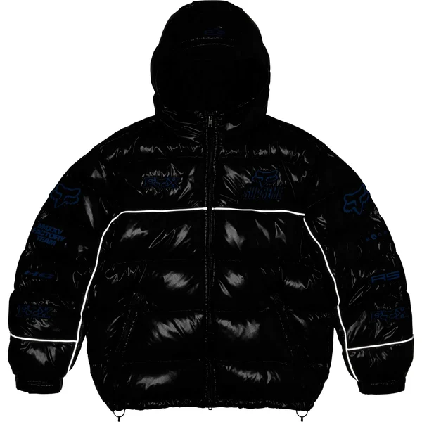 Supreme Fox Racing Shiny Down Puffer Jacket - Black (front)