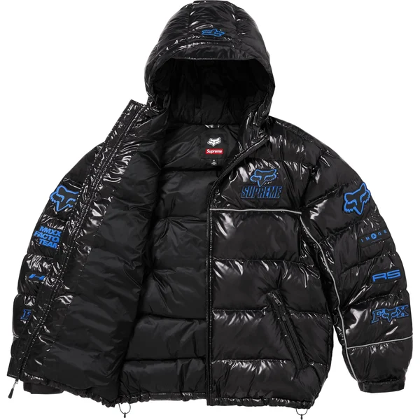 Supreme Fox Racing Shiny Down Puffer Jacket - Black (front)