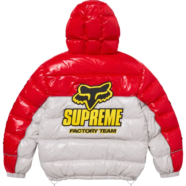 Supreme Fox Racing Shiny Down Puffer Jacket - White (front)