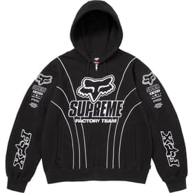 Supreme Fox Racing Zip Up Hooded Sweatshirt Black