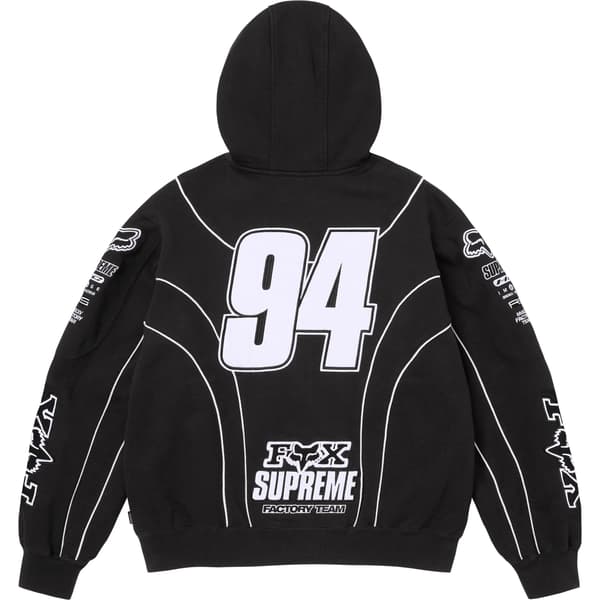 Supreme Fox Racing Zip Up Hooded Sweatshirt - Black (front)