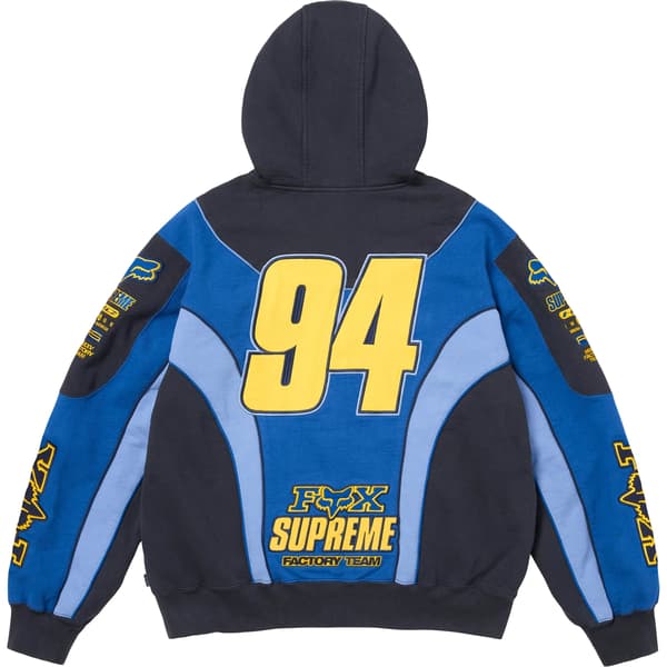 Supreme Fox Racing Zip Up Hooded Sweatshirt - Navy (front)