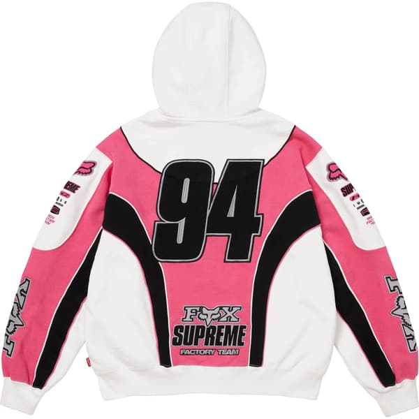 Supreme Fox Racing Zip Up Hooded Sweatshirt - White (front)