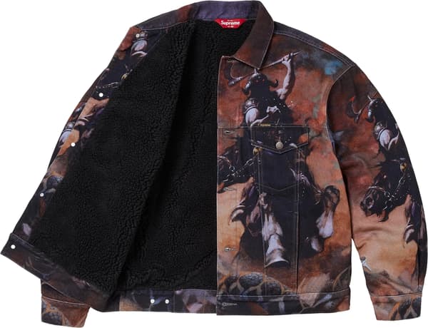 Supreme Frank Frazetta Faux Shearling Lined Trucker Jacket - Multicolor (front)