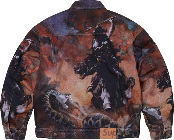 Supreme Frank Frazetta Faux Shearling Lined Trucker Jacket - Multicolor (front)
