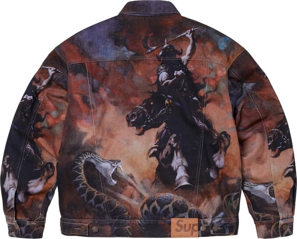 Supreme Frank Frazetta Faux Shearling Lined Trucker Jacket - Multicolor (front)