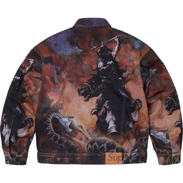 Supreme Frank Frazetta Faux Shearling Lined Trucker Jacket - Multicolor (front)