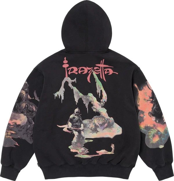 Supreme Frank Frazetta Zip Up Hooded Sweatshirt - Black (front)