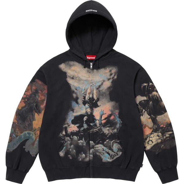 Supreme Frank Frazetta Zip Up Hooded Sweatshirt - Black (front)