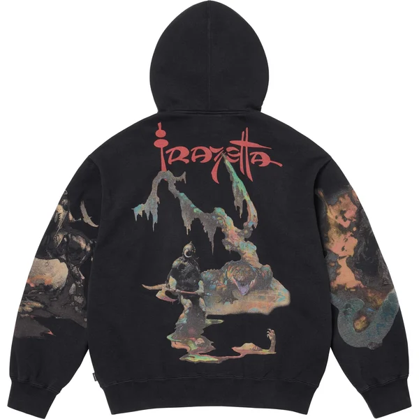 Supreme Frank Frazetta Zip Up Hooded Sweatshirt - Black (front)