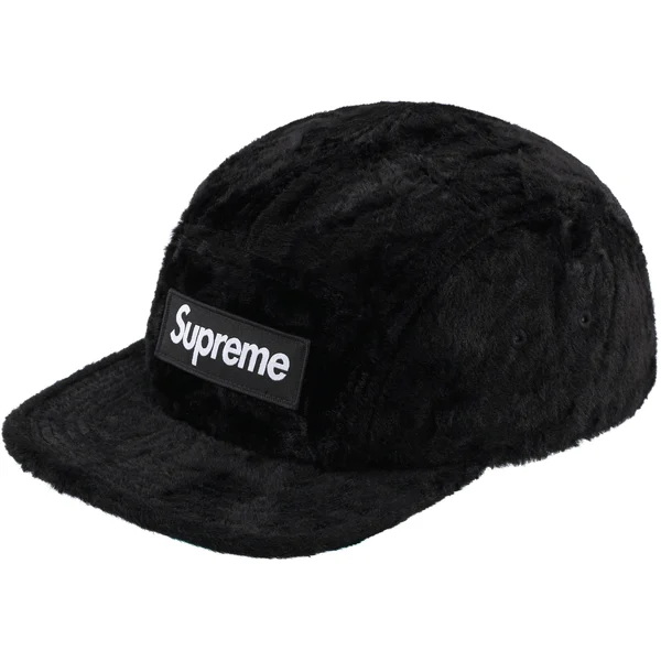 Supreme GOODENOUGH Crushed Rayon Pile Camp Cap - Black (front)