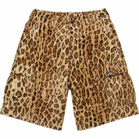 Supreme GOODENOUGH Crushed Rayon Pile Cargo Short Leopard