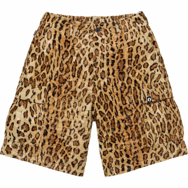 Supreme GOODENOUGH Crushed Rayon Pile Cargo Short - Leopard (front)