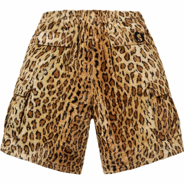 Supreme GOODENOUGH Crushed Rayon Pile Cargo Short - Leopard (front)
