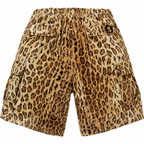 Supreme GOODENOUGH Crushed Rayon Pile Cargo Short - Leopard (front)