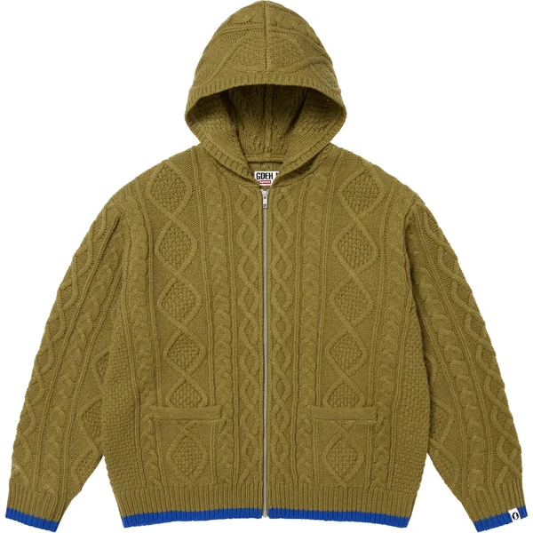 Supreme GOODENOUGH Zip Up Hooded Sweater - Olive (front)