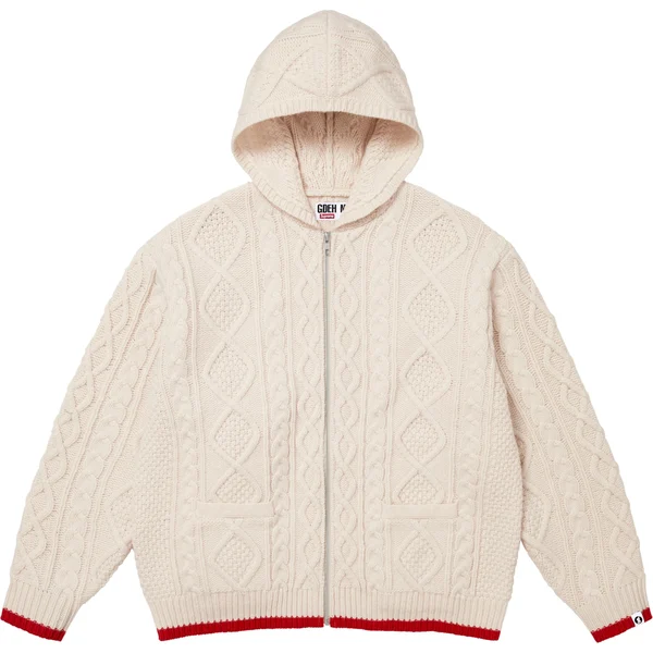 Supreme GOODENOUGH Zip Up Hooded Sweater - Stone (front)