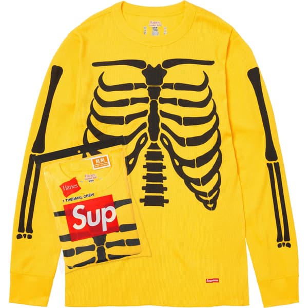 Supreme Hanes Bones Thermal Crew (1 Pack) - Yellow (front)