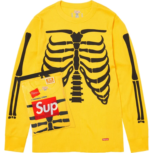 Supreme Hanes Bones Thermal Crew (1 Pack) - Yellow (front)