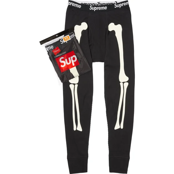 Supreme Hanes Bones Thermal Pant (1 Pack) - Black (front)