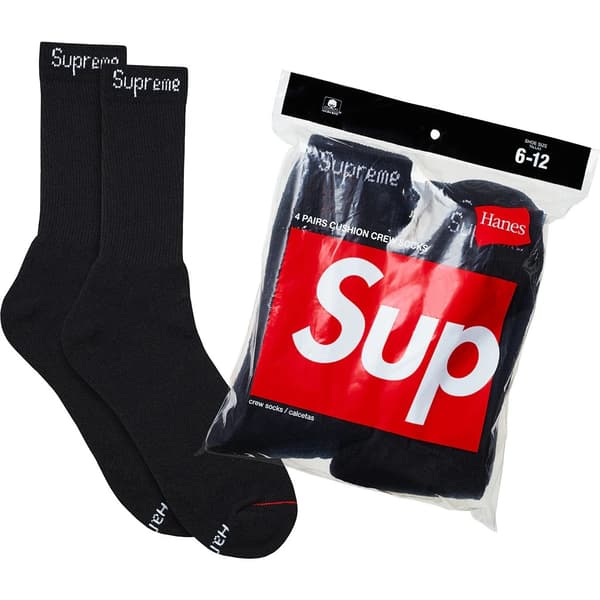 Supreme Hanes Crew Socks (4 Pack) - Black (front)