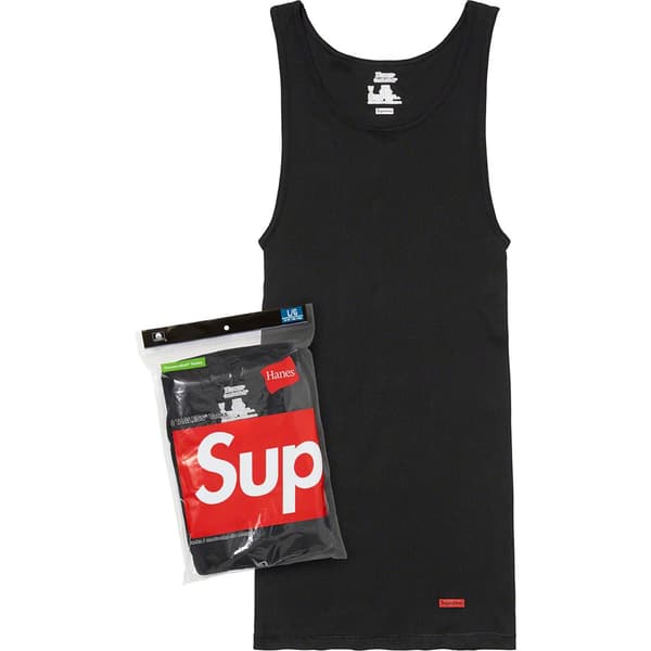 Supreme Hanes Tagless Tank Tops (3 Pack) - Black (front)