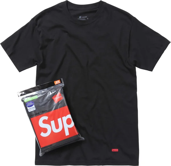 Supreme Hanes Tagless Tees (3 Pack) - Black (front)