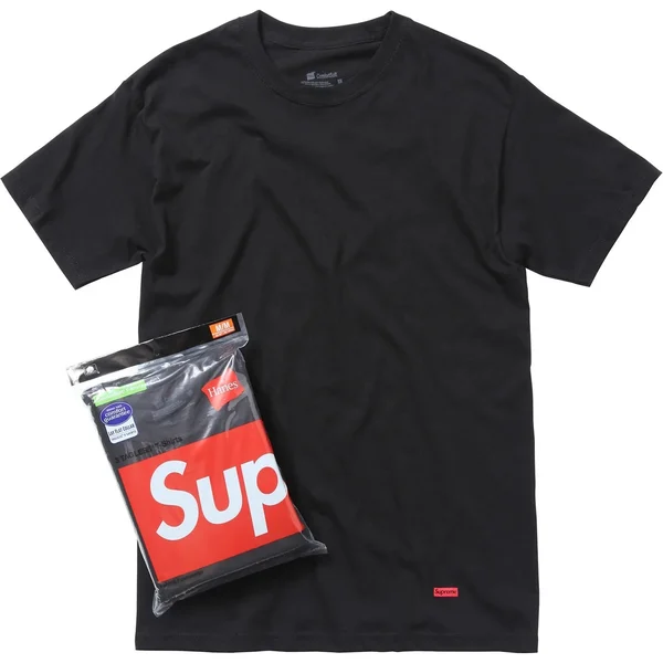 Supreme Hanes Tagless Tees (3 Pack) - Black (front)