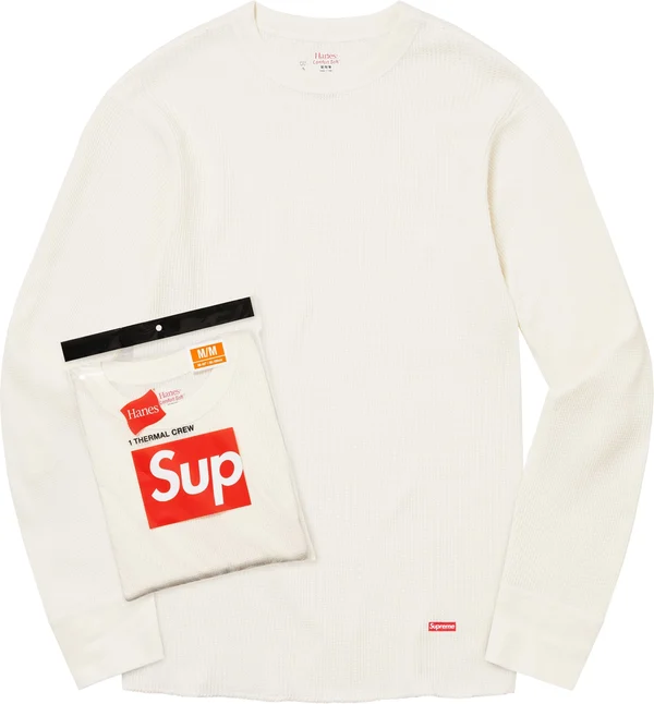 Supreme Hanes Thermal Crew (1 Pack) - Natural (front)