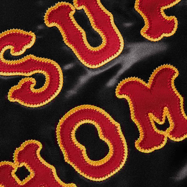 Supreme Homerun Satin Hooded Varsity Jacket - Black (front)