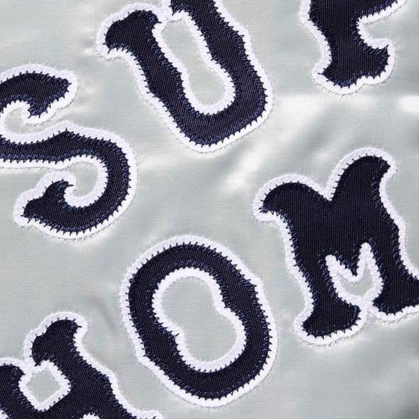 Supreme Homerun Satin Hooded Varsity Jacket - Silver (front)