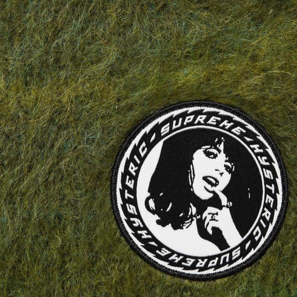 Supreme HYSTERIC GLAMOUR Mohair Zip Up Hooded Sweater - Olive (front)