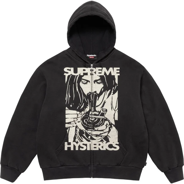 Supreme HYSTERIC GLAMOUR Thermal Lined Zip Up Hooded Sweatshirt - Black (front)