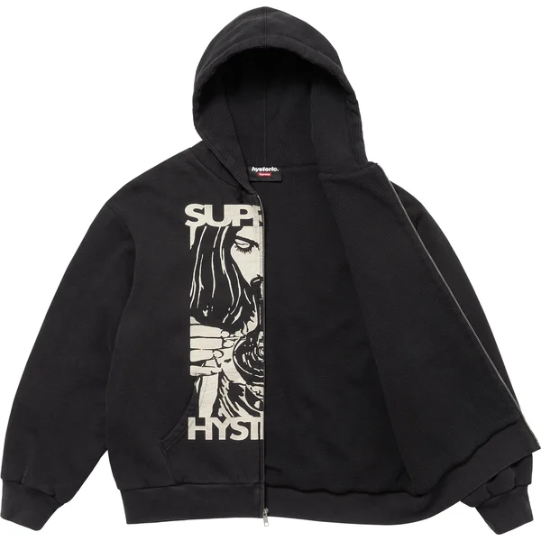 Supreme HYSTERIC GLAMOUR Thermal Lined Zip Up Hooded Sweatshirt - Black (front)