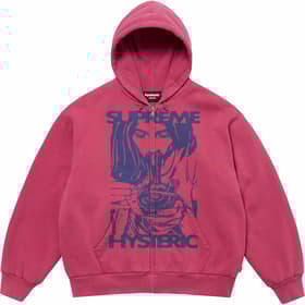 Supreme HYSTERIC GLAMOUR Thermal Lined Zip Up Hooded Sweatshirt Washed Red