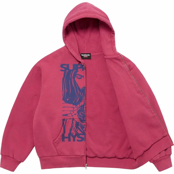 Supreme HYSTERIC GLAMOUR Thermal Lined Zip Up Hooded Sweatshirt - Washed Red (front)