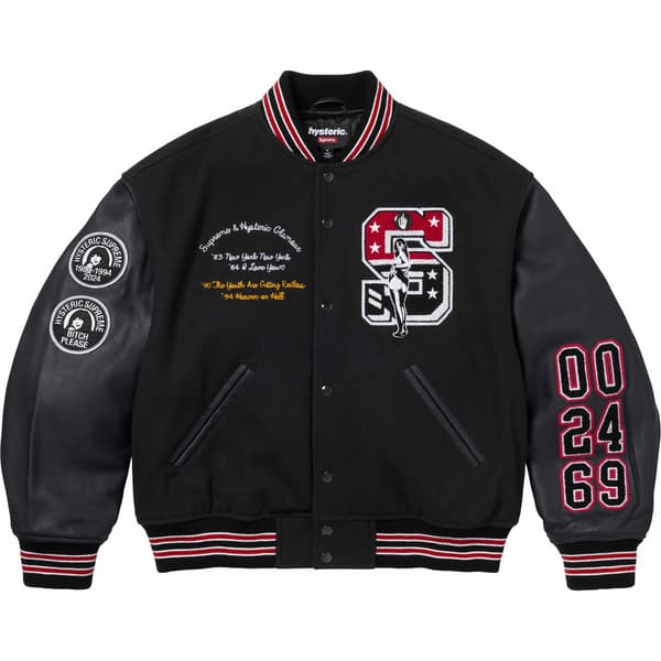 Supreme HYSTERIC GLAMOUR Varsity Jacket - Black (front)
