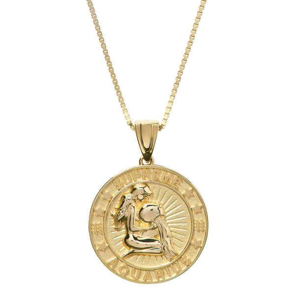 Supreme Jacob&amp;Co 14K Gold Zodiac Pendant - Aquarius (front)