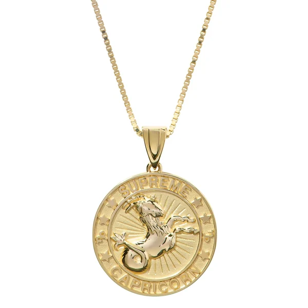 Supreme Jacob&amp;Co 14K Gold Zodiac Pendant - Capricorn (front)